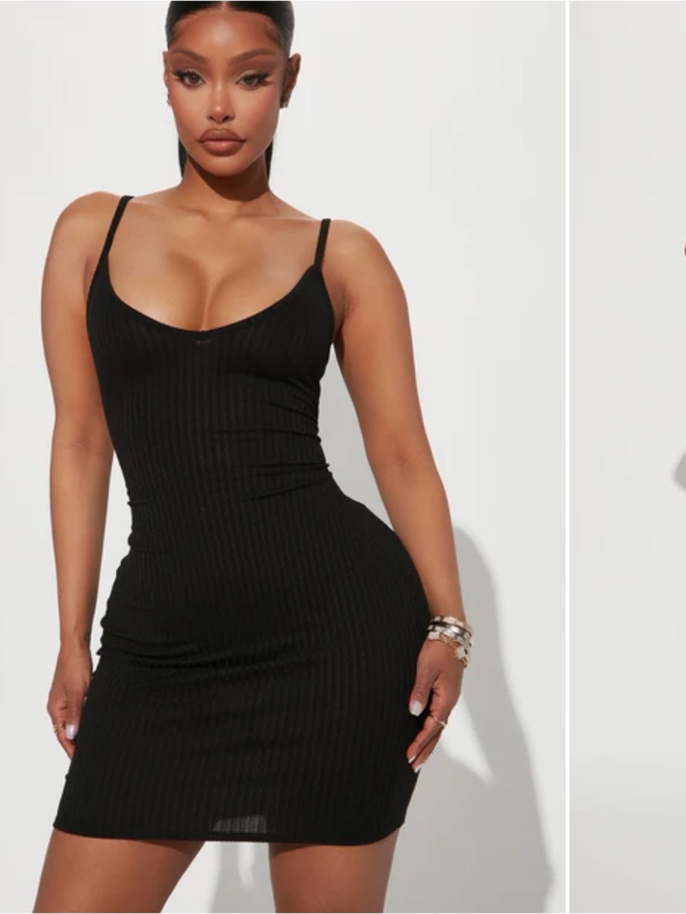 Fashion Nova Black Ribbed Mini Dress
